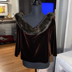 Patra Faux Mink & Velvet Top